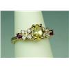 Image 2 : Charming 14 karat yellow gold ladies ring set  with an oval yellow sapphire weighing  approx. 1.00 c