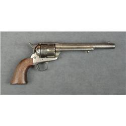 Colt SAA revolver, .45 cal., 7-1/2” barrel,  nickel finish, wood grips, #26232. This gun  is in over