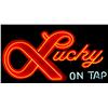 Image 1 : Neon Beer sign “Lucky On Tap” in overall  excellent condition and working at the time  of descriptio