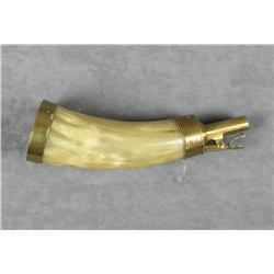 Brass mounted powder horn in overall very  good to fine condition, approx. 7” overall.   Est.:  $125