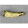 Image 1 : Brass mounted powder horn in overall very  good to fine condition, approx. 7” overall.   Est.:  $125