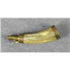 Image 2 : Brass mounted powder horn in overall very  good to fine condition, approx. 7” overall.   Est.:  $125