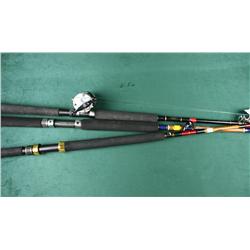 Fishing lot consisting of a Fenwick Tunastik  rod, a Penn Custom Power Stick rod and a Penn  Power S