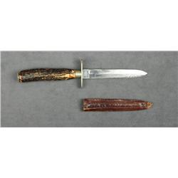 John Newton & Co. Sheffield, England marked  spear point knife with stag grip, simple  German silver
