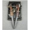 Image 1 : Lot of two bayonets with metal scabbards and  leather frogs for Mauser rifles and a large  leather m