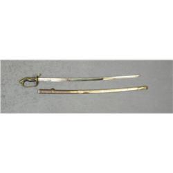 Japanese military officer’s dress sword in  uncleaned condition with plain blade, brass  guard with 