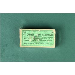 Very good to fine condition antique box of 50  .41 caliber short cartridges by Winchester  for “Colt