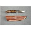 Image 1 : Custom made knife with leather belt sheath by  Nolen of Pottsboro, Texas, approx. 8-1/2”  overall wi
