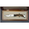 Image 1 : Custom limited edition Cabela’s folding knife  with wood and glass display case by Buck  Knives 229 