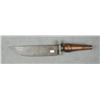 Image 1 : Wide blade knife approx. 14” overall with an  approx. 8-1/2” blade showing a heavy dark  brown patin