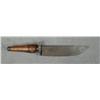Image 3 : Wide blade knife approx. 14” overall with an  approx. 8-1/2” blade showing a heavy dark  brown patin