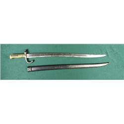 French Model 1866 bayonet and metal scabbard  in overall very good condition, approx. 28”  overall, 