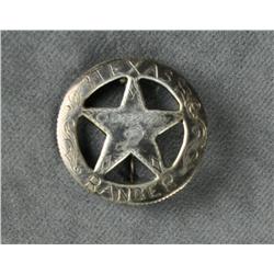 Interesting Texas Ranger badge made from a  Mexican silver coin marked “Texas Ranger,  Company D”; c