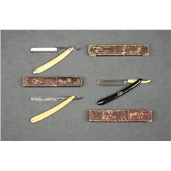 Lot of three antique straight razors  including a Victor brand in fine condition, a  hollow ground f