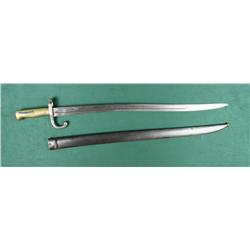 French Model 1866 bayonet and metal scabbard  in overall very good condition showing a  bright blade