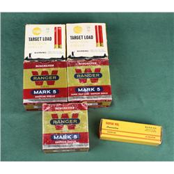 Lot of 5 boxes of shotgun shells including  three Winchester Ranger Mark 5 boxes of 12  gauge (25/bo