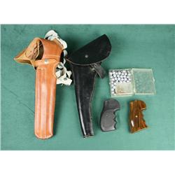 Misc. collector lot including an unmarked  leather shoulder holster for a long barreled  semi-auto p