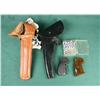 Image 1 : Misc. collector lot including an unmarked  leather shoulder holster for a long barreled  semi-auto p