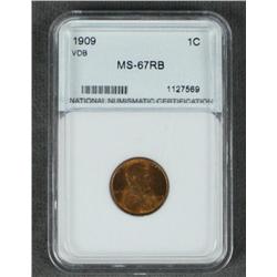 1909 VDB 1cent NNC Cert. MS-67 RB. Est.  $150-$300