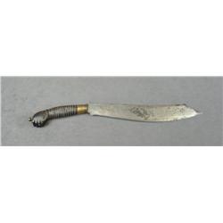 Interesting large clip point curved blade  knife approx. 20-1/2” overall with an approx.  13-1/2” bl