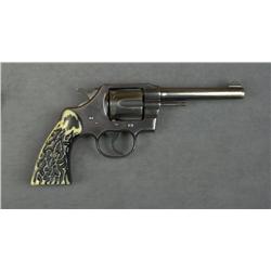 Colt Official Police Model DA revolver, .38  Special cal., 5” barrel, blue finish,  replaced faux st