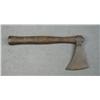 Image 1 : Small iron hand axe with wood handle; axe is  approx. 6” overall with an approx. 4” width  of blade 