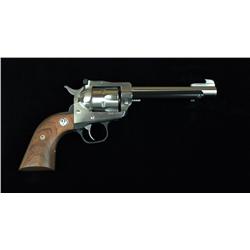 Ruger New Model Single-Six revolver, .22  cal., 5-1/2” barrel, stainless steel, smooth  wood medalli