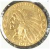 Image 1 : 1913 $2 1/2 U.S. Indian Gold Coin,  uncirculated, not professionally graded. Est.  $300-$600