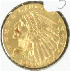 1928 $2 1/2 U.S. Indian Gold Coin,  uncirculated, not professionally graded. Est.  $300-$600