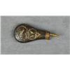Image 1 : Remington bent spout brass embossed powder  flask with birds and hunting dog decoration  in overall 