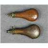 Image 2 : Lot of two brass shotgun flasks, approx. 8”  in length each, one embossed with florals and  pheasant
