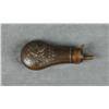 Image 1 : Pocket Model sized embossed brass spread  eagle powder flask with charger in overall  very good uncl