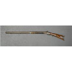 Percussion plains type half stocked rifle,  .40 cal., 35” octagon barrel, double set  triggers, pewt