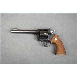 Colt Officer’s Model Match DA revolver, .38  Special cal., 6” barrel, blue finish,  checkered medall