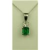 Image 1 : Pleasant 14 karat yellow gold ladies handmade  pendant set with an intense green Colombian  Emerald 