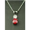 Image 1 : High quality 14 karat white gold ladies  custom made pendant set with a center extra  fine red Ruby 