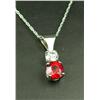 Image 2 : High quality 14 karat white gold ladies  custom made pendant set with a center extra  fine red Ruby 