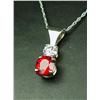 Image 3 : High quality 14 karat white gold ladies  custom made pendant set with a center extra  fine red Ruby 