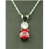 Image 4 : High quality 14 karat white gold ladies  custom made pendant set with a center extra  fine red Ruby 