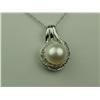 Image 2 : Gorgeous 14 karat white gold ladies pendant  set with a center white freshwater Pearl of  approx. 9.