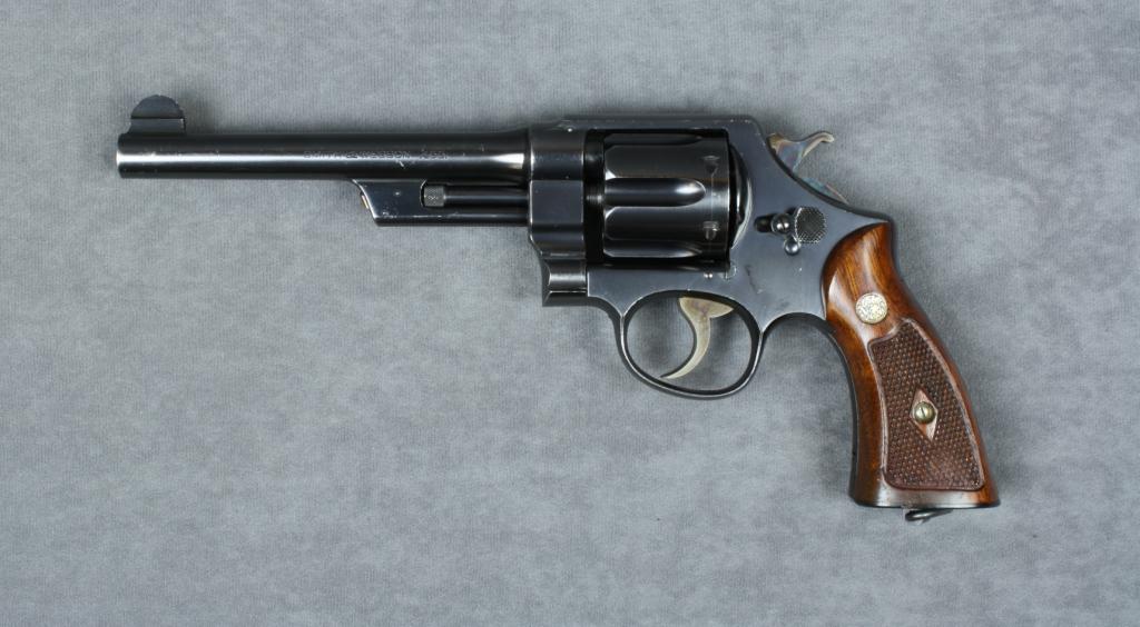 Smith & Wesson New Century Model Triple Lock DA revolver, .455 cal., 61/2” barrel, blue finish, c