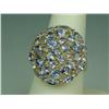 Image 2 : Dazzling 10 karat yellow gold ladies large  round cluster design ring set with  multi-shaped Tanzani