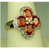 Image 3 : Stunning 14 karat yellow gold ladies custom  made ring fine set with four matching intense  orange S