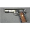 Image 1 : Colt MK IV/Series ’70 semi-auto pistol, .45  cal., 5” barrel, black finish, checkered  medallion woo
