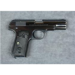 Colt Model 1903 semi-auto pistol, .32 cal.,  3-3/4” barrel, high polish blue finish, early  checkere