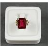 Image 1 : 10kt yellow gold ladies ring set with a  synthetic ruby weighing approx 7gms. Est.  $500-$1,000.
