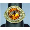 Image 1 : Fantastic 18 karat yellow gold ladies custom  made ring set with a custom cut Orange  Citrine weighi