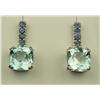 Gorgeous 10 karat white gold ladies earrings  set with two matching cushion blue  Aquamarines weighi
