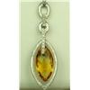 Superb 10 karat white gold ladies designer  necklace fine set with a checkerboard cut  citrine weigh