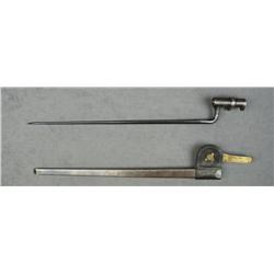 U.S. Model 1898 socket bayonet, metal sheath  and leather frog with brass hanger and U.S.  relief br